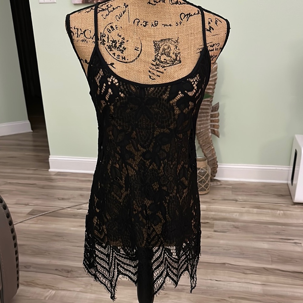 In Bloom Black Lace Overlay Top